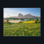 Seiser Alm, Dolomiten, Italien Postkarte<br><div class="desc">Dieses Foto bietet den Frühling auf der Seiser Alm mit Blick auf Langkofel.</div>