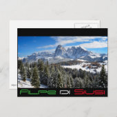 Seiser Alm im Winter schwarzer Text Postkarte (Vorne/Hinten)