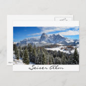 Seiser Alm im Winter weiße Postkarte (Vorne/Hinten)