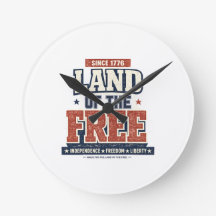 Seit 1776 Land der Freien Patriotische USA Wanduhr