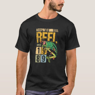 Seit 1989 Reel halten Vintage-Angeln Fisch Fi T-Shirt