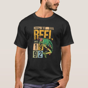 Seit 1992 Reel Halten Vintage-Angeln Fisch Fi T-Shirt