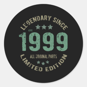 Seit 1999 Original Legendäres Geburtstagsgeschenk Runder Aufkleber