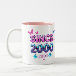 SEIT 2000 - Y2K Retro ästhetische Typografie Desig Zweifarbige Tasse