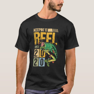 Seit 2020 Reel Halten Vintage-Angeln Fisch Fi T-Shirt