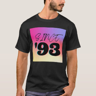 Seit '93 glänzende schwarze Schrift T-Shirt