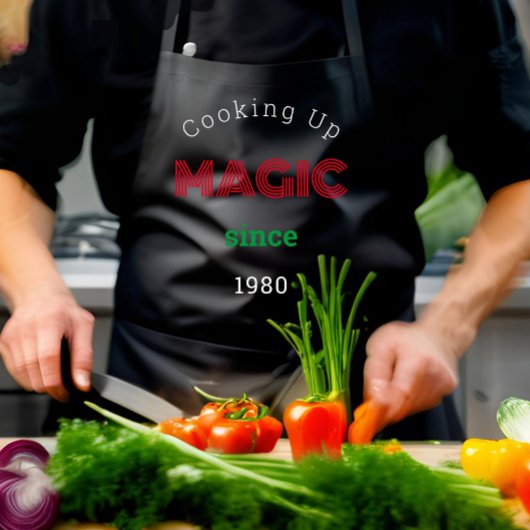 Seit der Magie kochen - lange schwarz Schürze