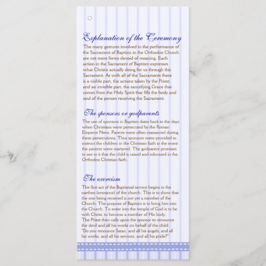 Seite 2/5 Griechisch-orthodoxe Kirche Taufprogramm Programm (Vorderseite)