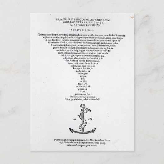 Seite "Adages of Erasmus" Postkarte (Vorderseite)