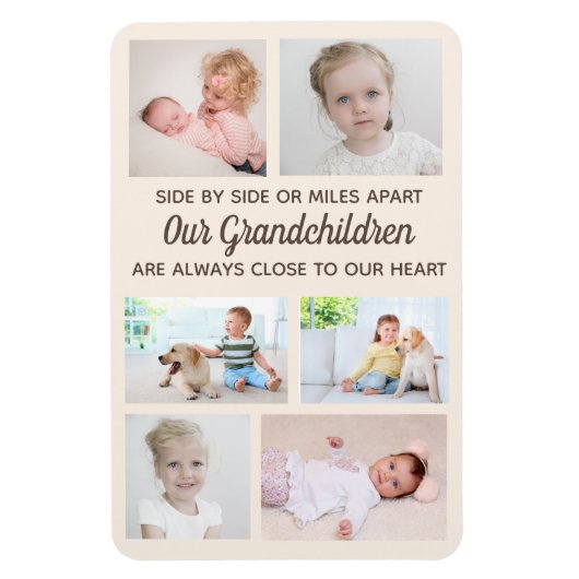Seite an Seite 6 Foto Großkinder Großeltern Magnet (Vertikal)