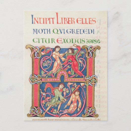 Seite aus der Winchester-Bibel, c.1150-80 Postkarte (Vorderseite)