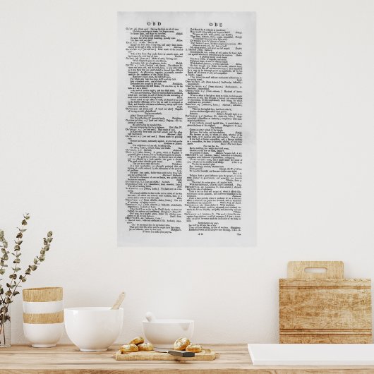 Seite aus einem Wörterbuch Poster (Küche)