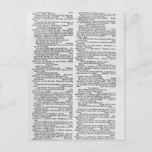 Seite aus einem Wörterbuch Postkarte (Vorderseite)