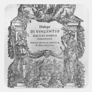 Seite "Della Musica Antica et della Moderna" Quadratischer Aufkleber