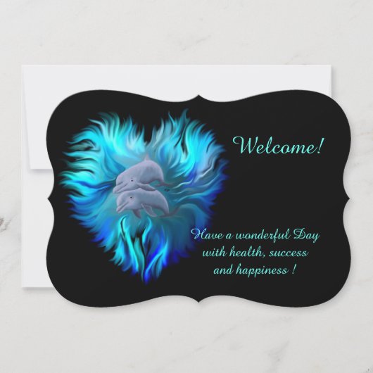 Seite der Delphine , Fügen Sie Ihren Text Einladun Einladung (Vorderseite)