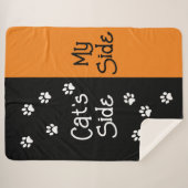 Seite der Katze, Seite Orange, schwarze Bettdecke Sherpadecke (Vorderseite (Horizontal))