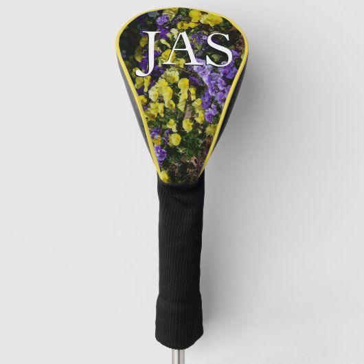 Seite der Lila und gelben Stiefmütterchen Golf Headcover (Vorderseite)