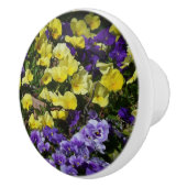 Seite der Lila und gelben Stiefmütterchen Keramikknauf (Rechts)