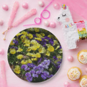 Seite der Lila und gelben Stiefmütterchen Pappteller (Party)