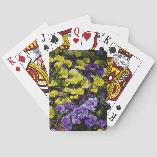 Seite der Lila und gelben Stiefmütterchen Spielkarten (Rückseite)