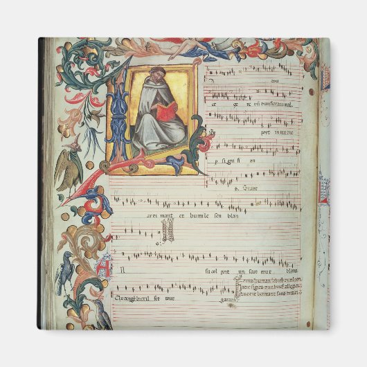 Seite der musikalischen Notation mit einer geschic Magnet (Vorne)