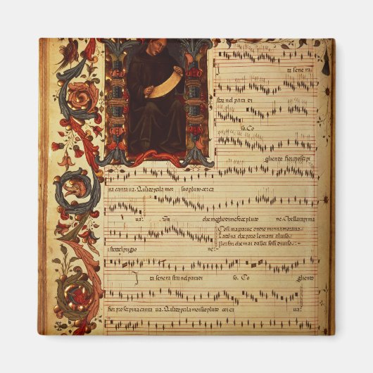 Seite der musikalischen Notation mit geschichteter Magnet (Vorne)