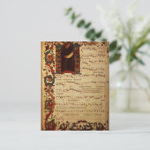 Seite der musikalischen Notation mit geschichteter Postkarte (Stehend Vorderseite)