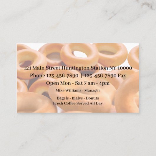 Seite des Bagel-Schiffs-zwei Visitenkarte (Rückseite)