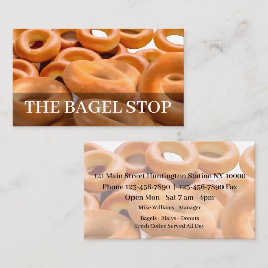 Seite des Bagel-Schiffs-zwei Visitenkarte (Vorne/Hinten)