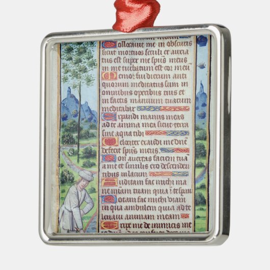 Seite des lateinischen Textes mit Grenze Silbernes Ornament (Links)