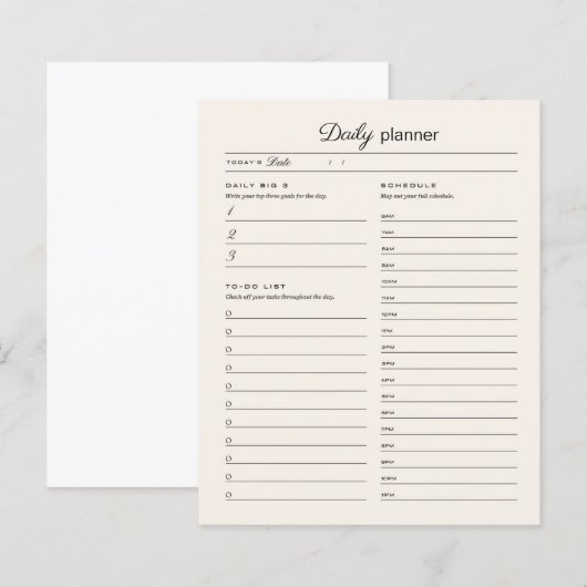 Seite des Tagesplaners (Vorne/Hinten)