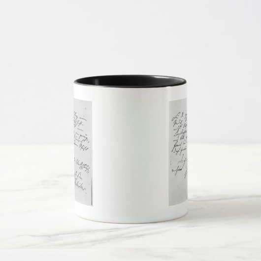 Seite des Textes mit seiner Unterschrift Tasse (Zentrum)