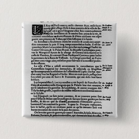 Seite des Textes 'vom La Gazette Button (Vorderseite)