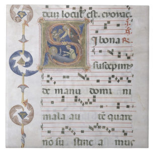 Seite Frau-564 f.13v mit historiated Anfangs"S" Fliese