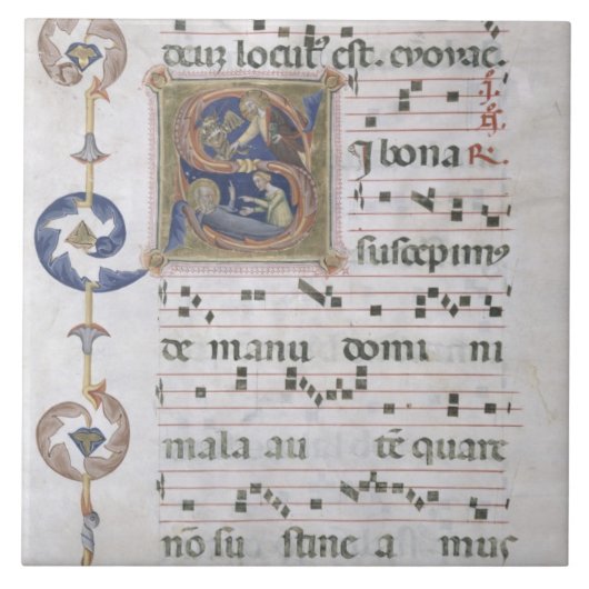 Seite Frau-564 f.13v mit historiated Anfangs"S" Fliese (Vorderseite)