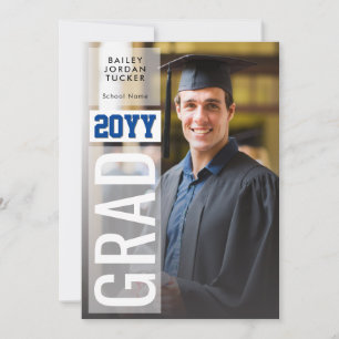Seite GRAD Blaue Klasse Jahres Vollfoto-Abschlussf Einladung