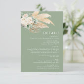 Seite Green Boho Pampas Grass Details Begleitkarte (Stehend Vorderseite)