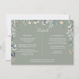 Seite Green Floral Cascade Wedding Details Card Einladung