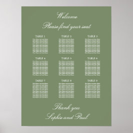 Seite Grün 9 Tabelle Hochzeitsdiagramm Poster