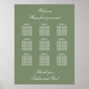 Seite Grün 9 Tabelle Hochzeitsdiagramm Poster
