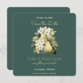 Seite Grün & Gold Birnen Platz Speichern Sie die D Save The Date (Vorne/Hinten)