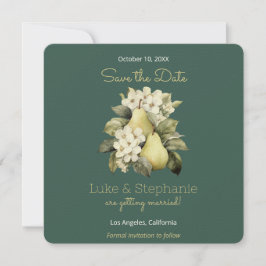 Seite Grün & Gold Birnen Platz Speichern Sie die D Save The Date