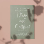 Seite Grün Typografie Skript Hochzeit + QR Details Einladung