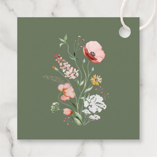 Seite Grüne Wildblumen Wiese Begrüßungsmarke Geschenkanhänger (Rückseite)