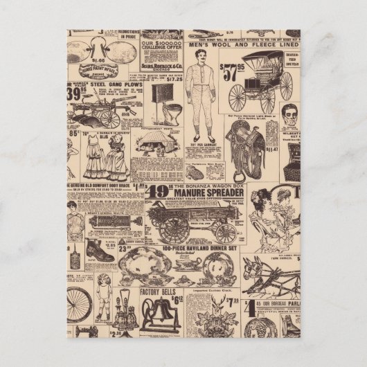 Seite mit alten Vintage-Werbungen  Postkarte (Vorderseite)