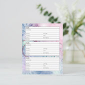 Seite mit den Blumenzetteln in Rosa und Blau (Stehend Vorderseite)