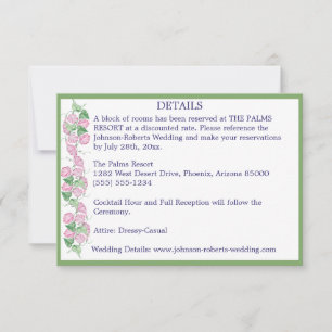 Seite mit Details zu Rosa Florals Einladung