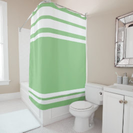 Seite: Moderne Linien und Kreis in Weiß Duschvorhang