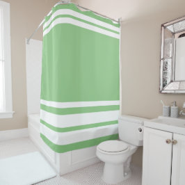 Seite: Moderne Linien und Kreis in Weiß Duschvorhang