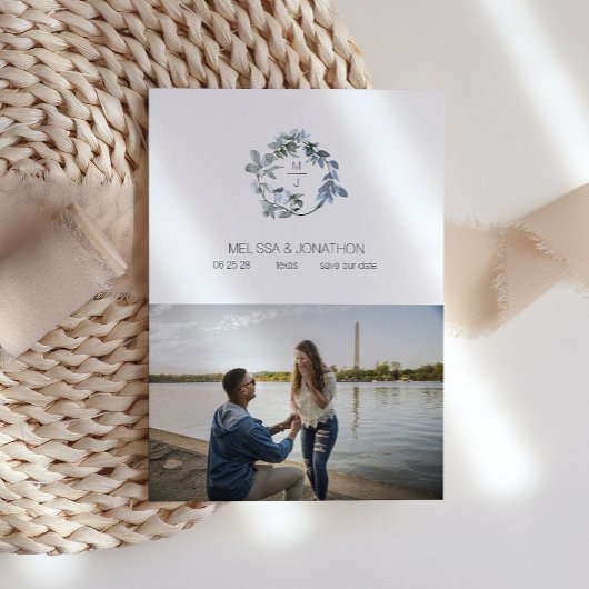 Seite Silver Green Floral Add Image Save the Date